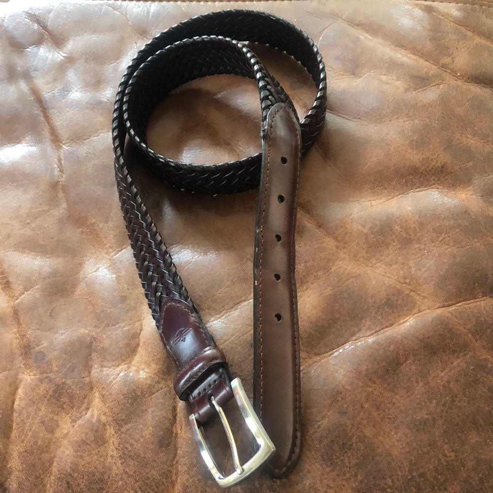 Dockers Woven Brown Braided Leather Belt, 38